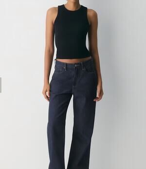 Clean Girl Aesthetic,Wilfred Aritzia Blk, Ribbed Racerback Crop Tank Top Size XS